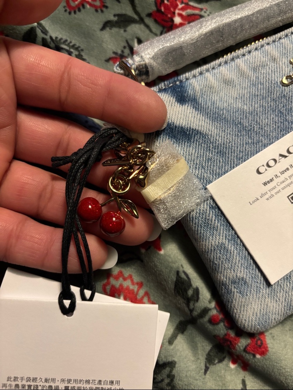Coach Loved Denim Wristlet With Charms - Picture 3 of 4